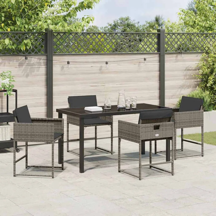Ensemble de salle à manger pour jardin 5 pcs Gris polyrotin - 4