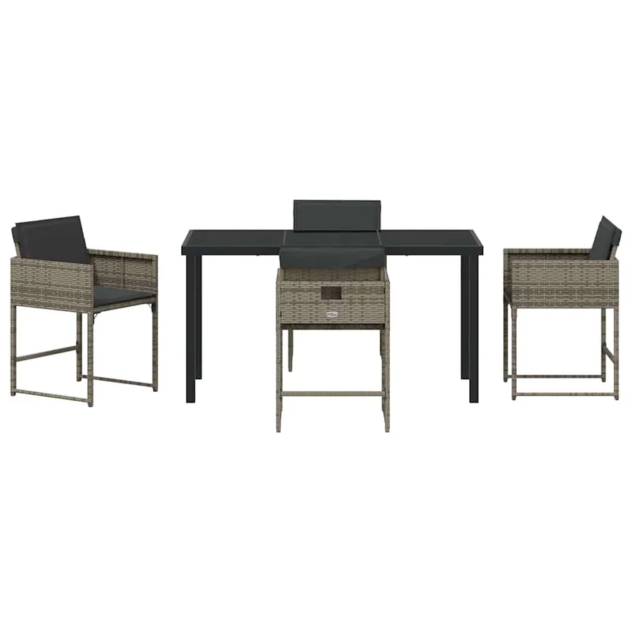 Ensemble de salle à manger pour jardin 5 pcs Gris polyrotin - 7