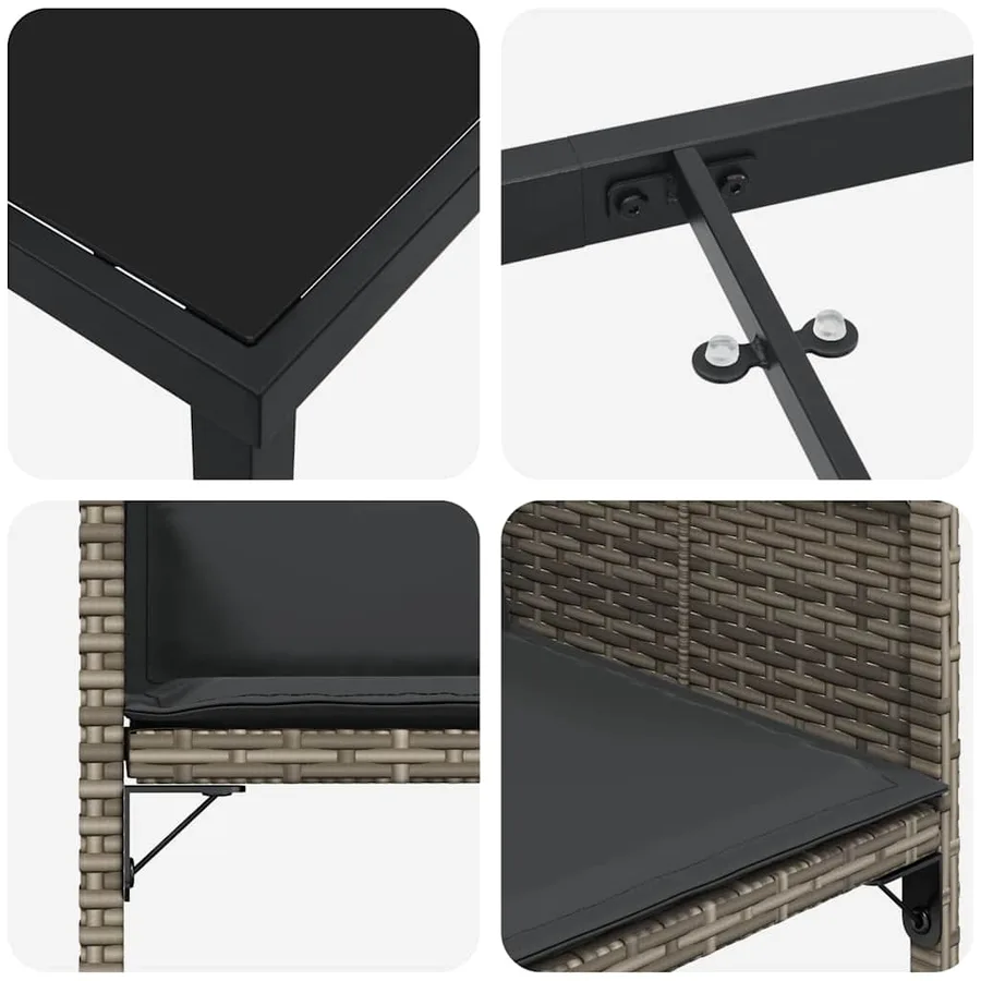 Ensemble de salle à manger pour jardin 5 pcs Gris polyrotin - 9