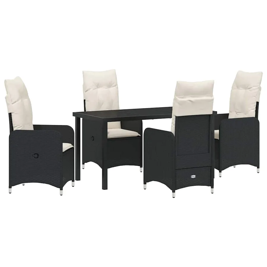 Ensemble de salle à manger pour jardin 5 pcs Noir polyrotin - 2