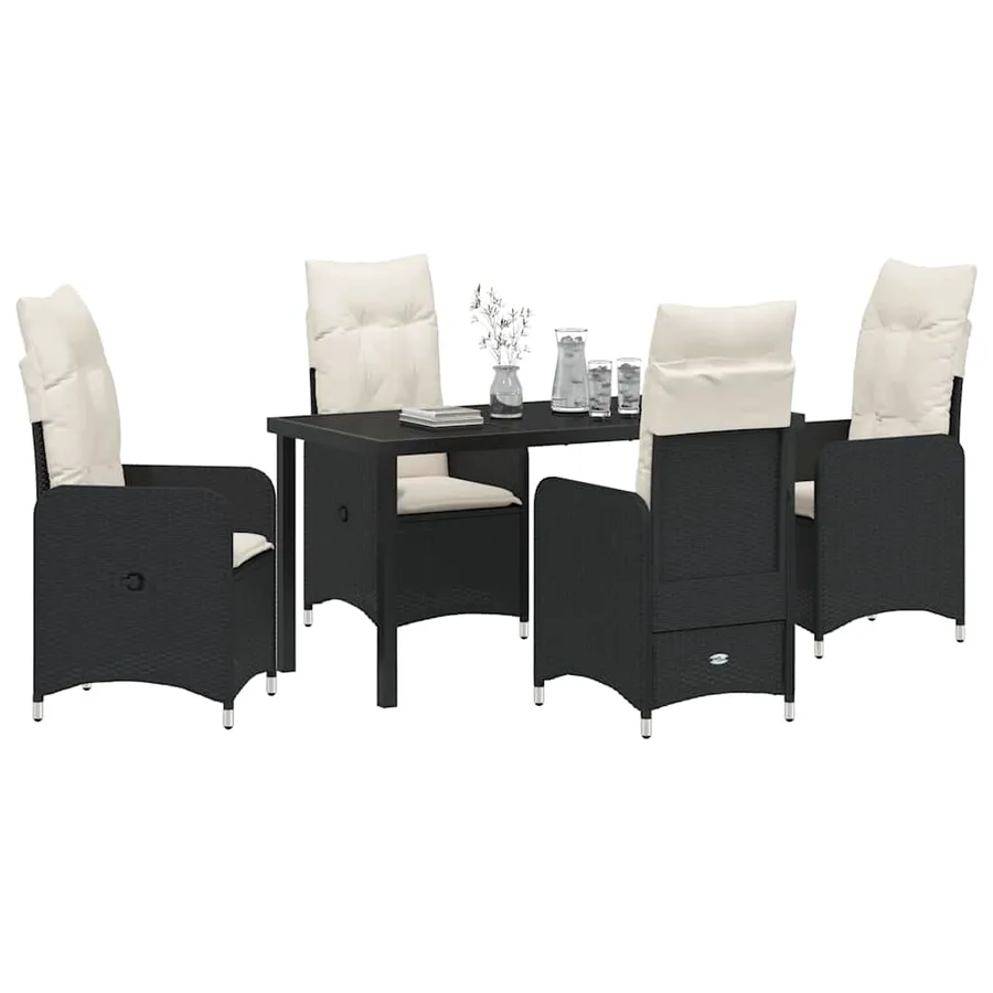 Ensemble de salle à manger pour jardin 5 pcs Noir polyrotin - 3
