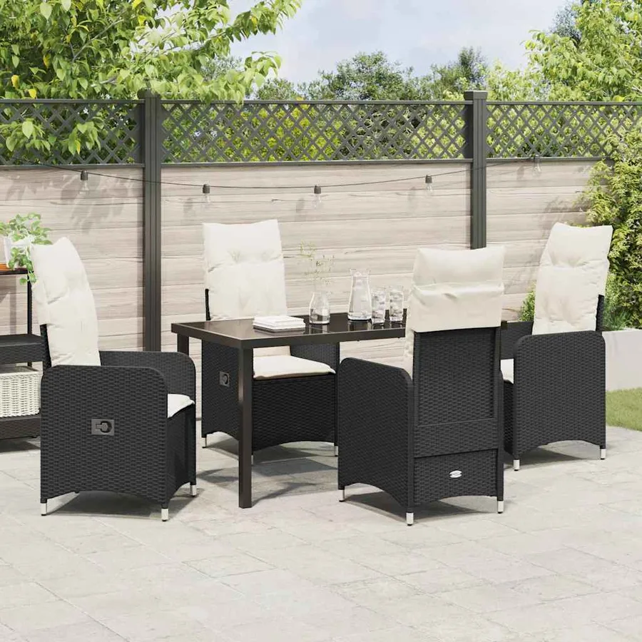 Ensemble de salle à manger pour jardin 5 pcs Noir polyrotin - 4