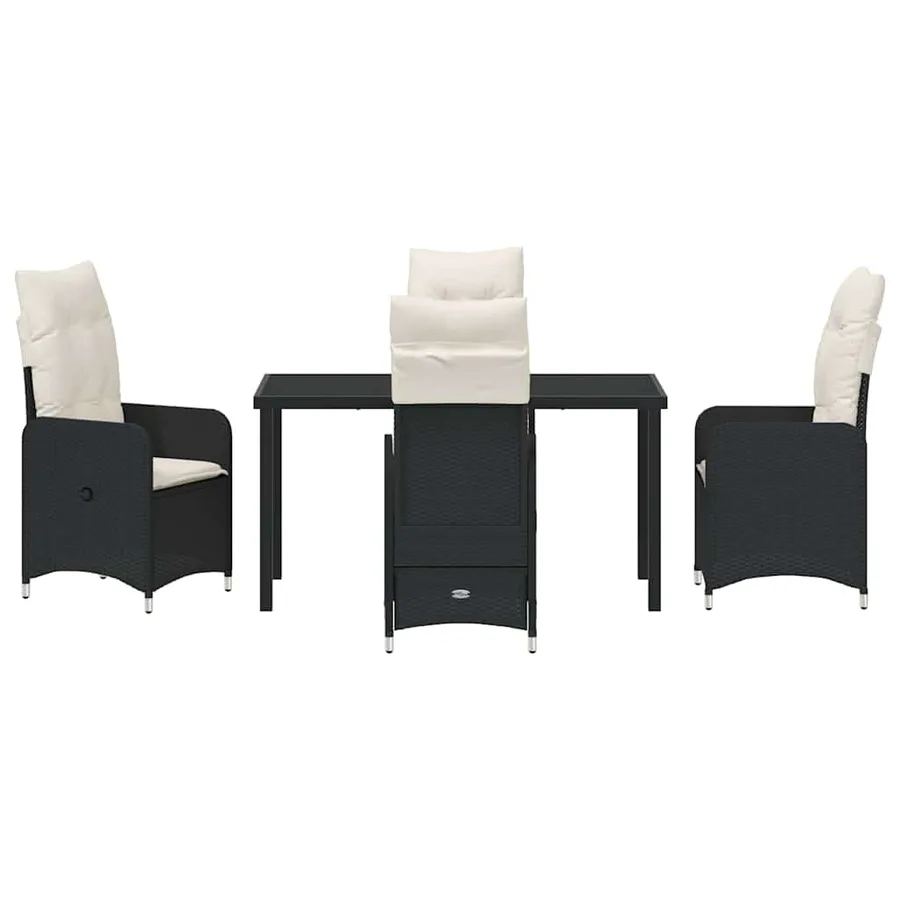 Ensemble de salle à manger pour jardin 5 pcs Noir polyrotin - 7