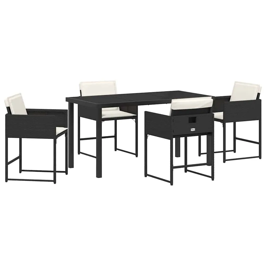 Ensemble de salle à manger pour jardin 5 pcs Noir polyrotin - 2