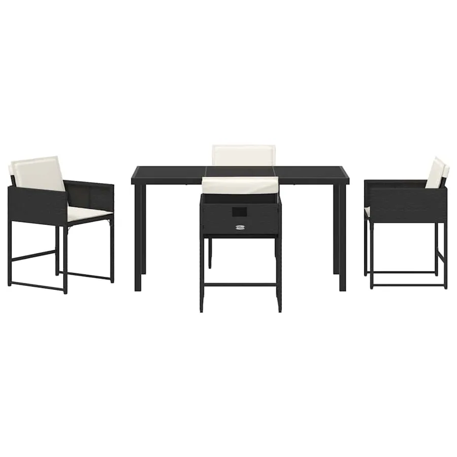 Ensemble de salle à manger pour jardin 5 pcs Noir polyrotin - 7