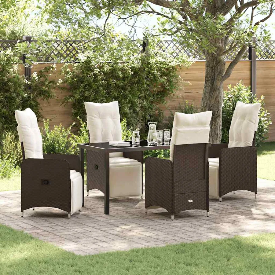 Ensemble de salle à manger pour jardin 5 pcs Marron polyrotin