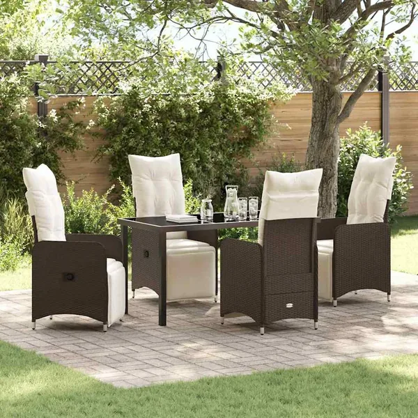 Ensemble de salle à manger pour jardin 5 pcs Marron polyrotin