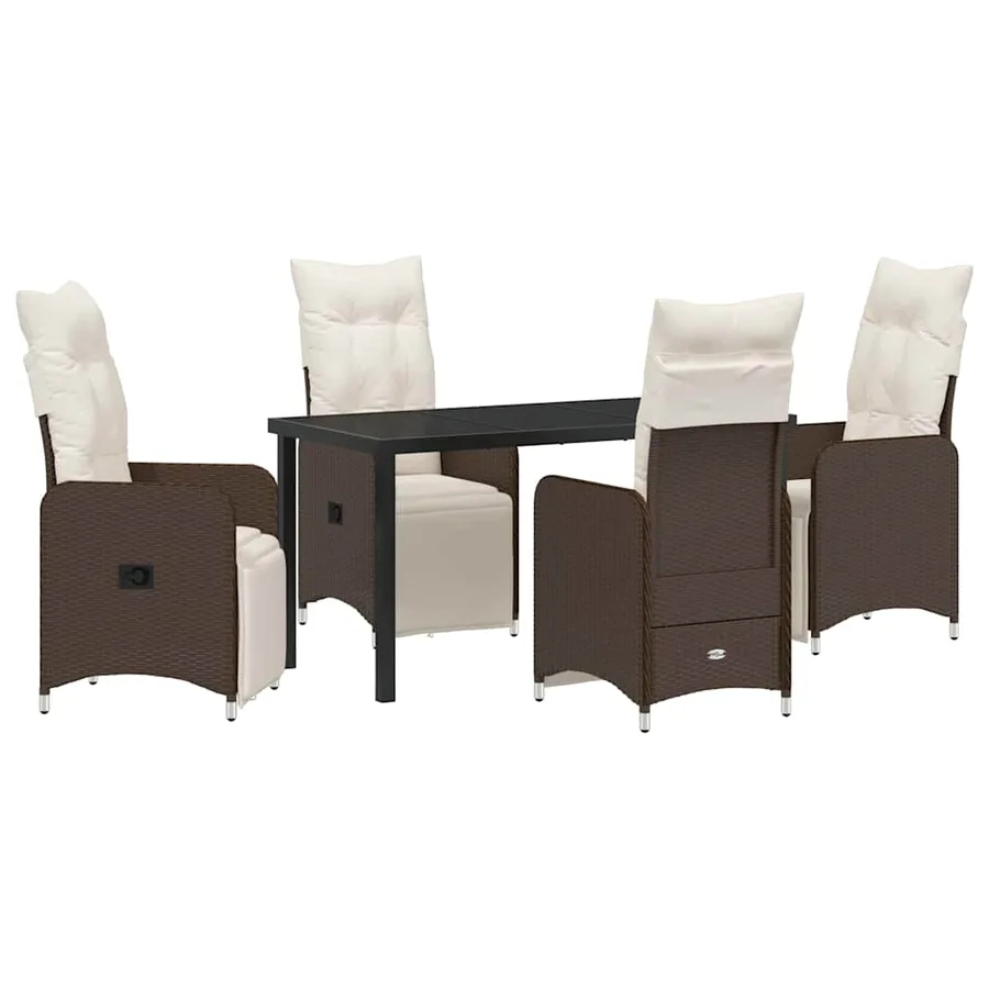 Ensemble de salle à manger pour jardin 5 pcs Marron polyrotin - 2