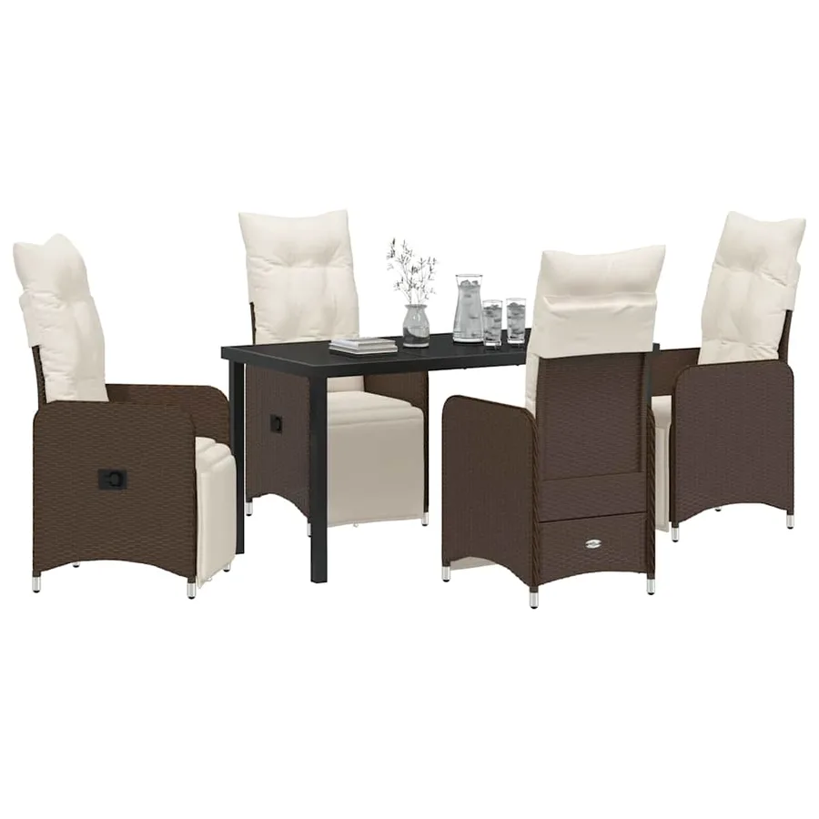 Ensemble de salle à manger pour jardin 5 pcs Marron polyrotin - 3
