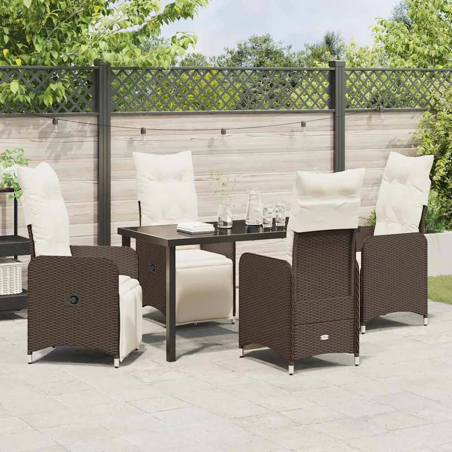 Ensemble de salle à manger pour jardin 5 pcs Marron polyrotin - 4