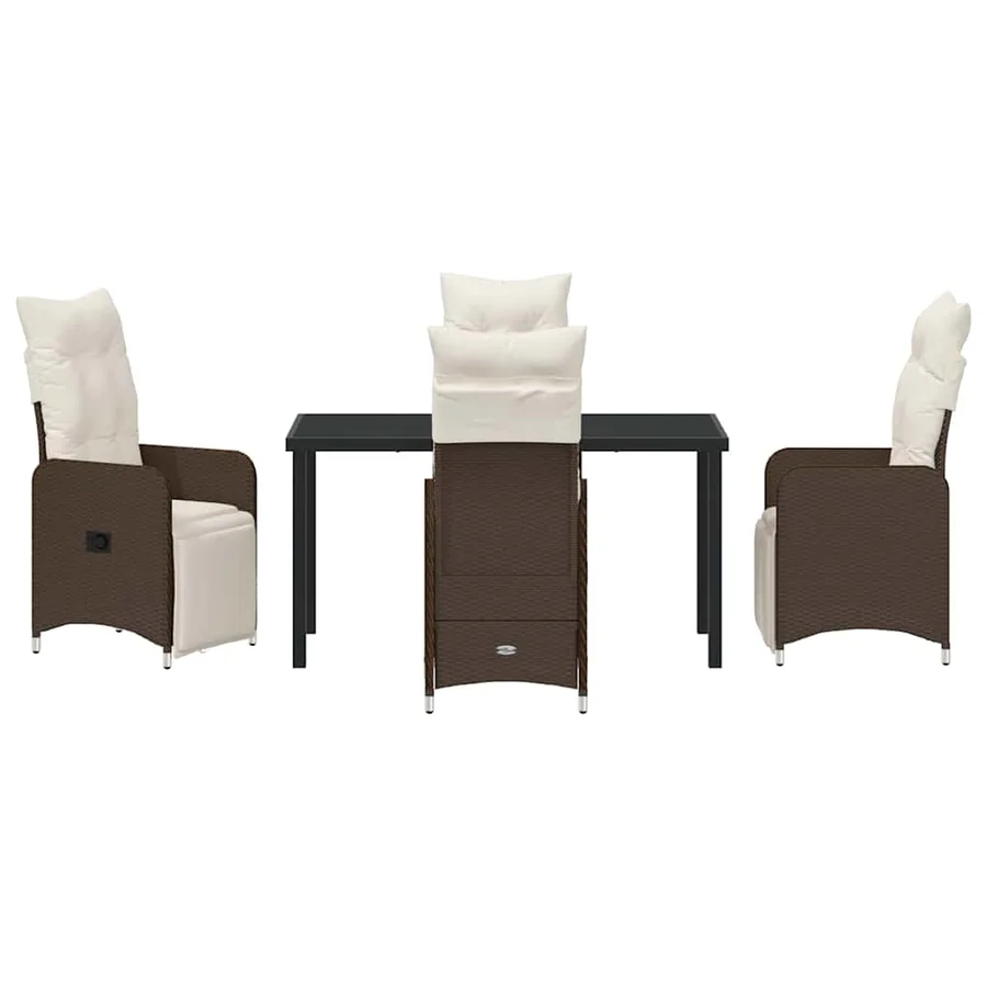 Ensemble de salle à manger pour jardin 5 pcs Marron polyrotin - 7