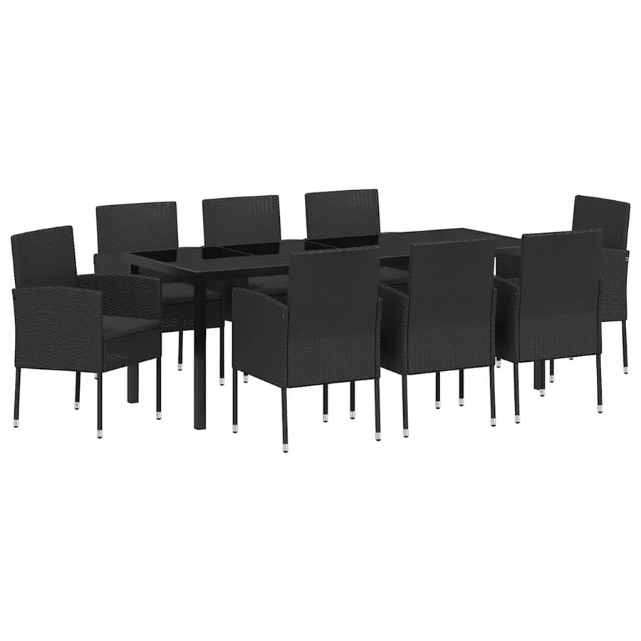 Ensemble de salle à manger pour jardin 9 pcs Noir polyrotin - 2