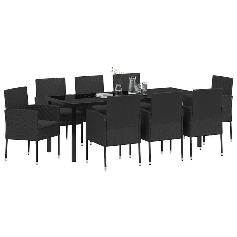 Ensemble de salle à manger pour jardin 9 pcs Noir polyrotin - 3