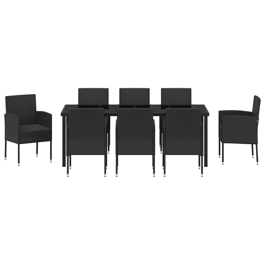 Ensemble de salle à manger pour jardin 9 pcs Noir polyrotin - 7