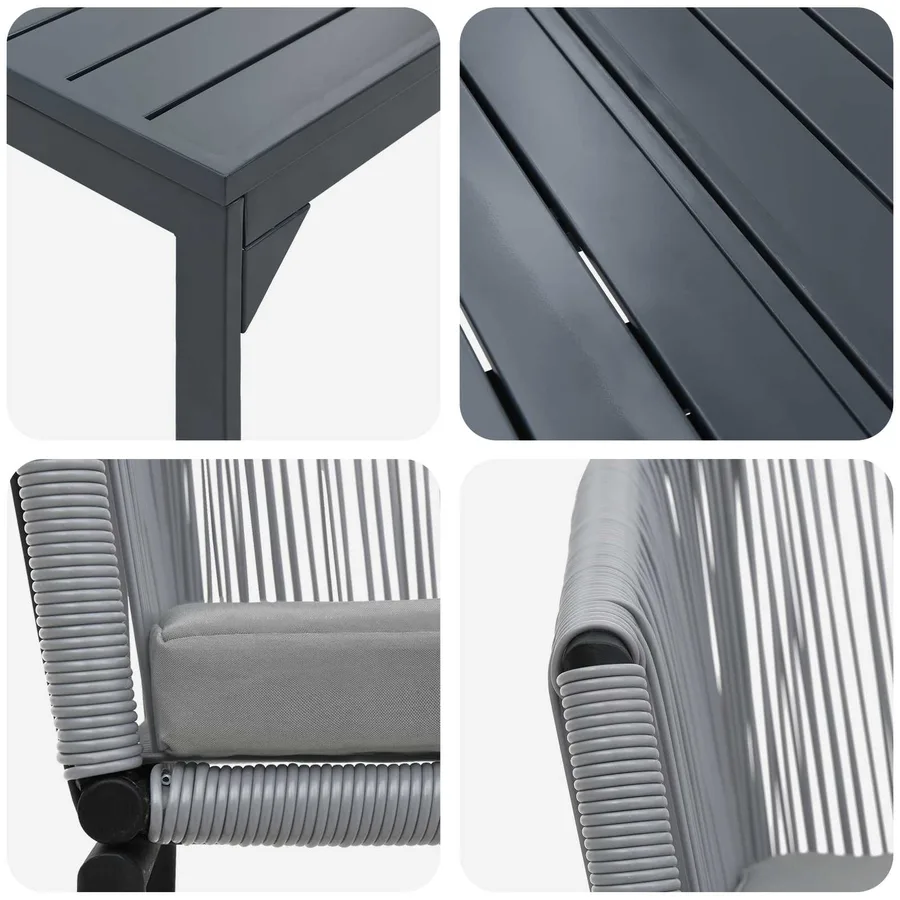 Ensemble de salle à manger pour jardin 9 pcs Gris polyrotin - 9