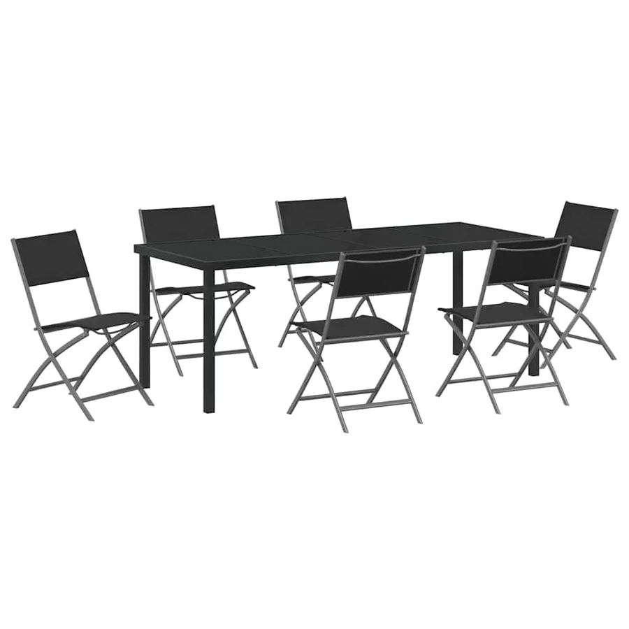 Ensemble de salle à manger pour jardin 7 pcs Noir - 2
