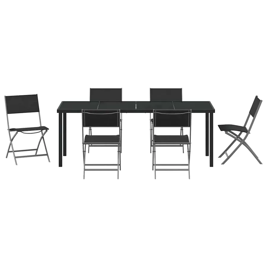 Ensemble de salle à manger pour jardin 7 pcs Noir - 7