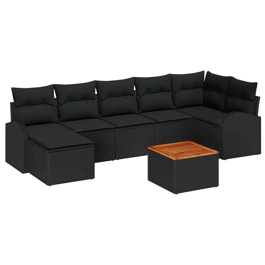 Ensemble de canapé de jardin avec stockage 8 pcs Noir polyrotin - 2