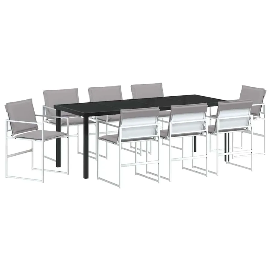 Ensemble de salle à manger pour jardin 9 pcs Blanc - 2