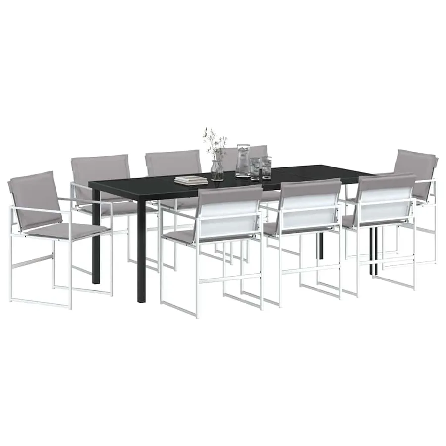 Ensemble de salle à manger pour jardin 9 pcs Blanc - 3