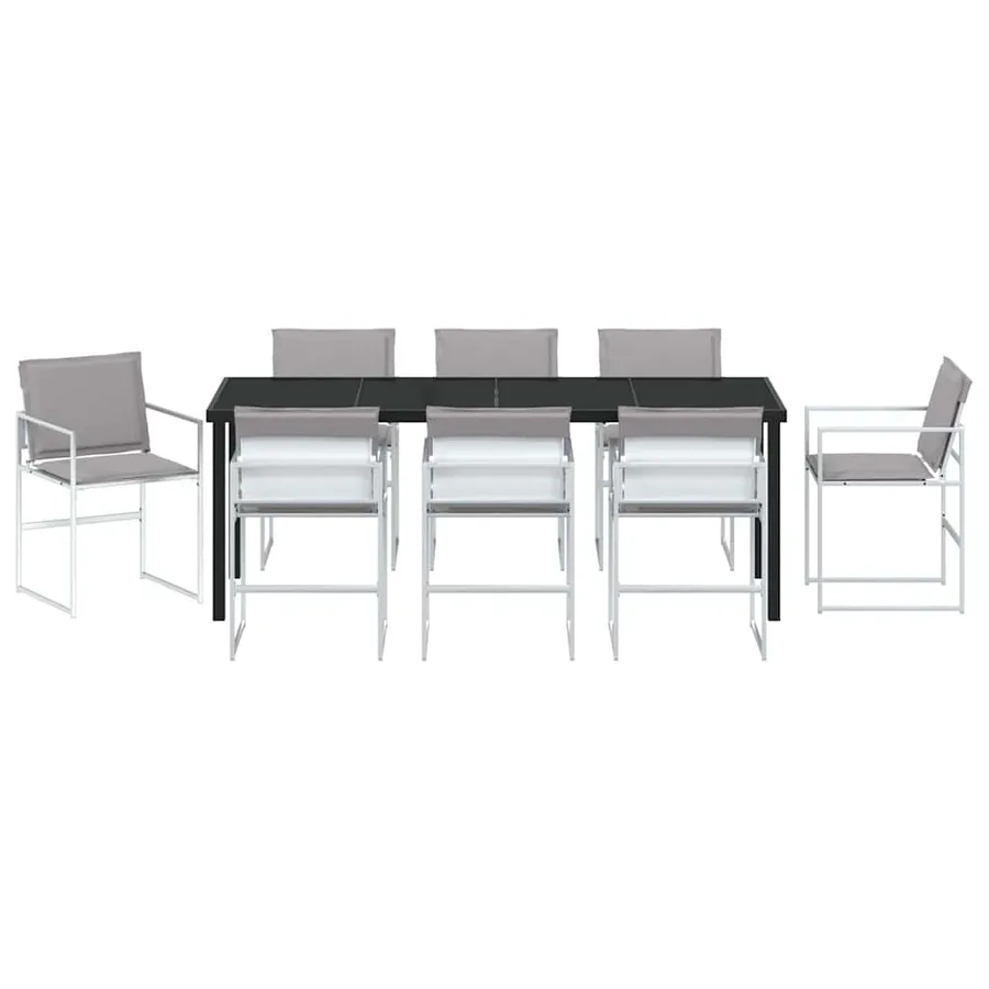 Ensemble de salle à manger pour jardin 9 pcs Blanc - 7