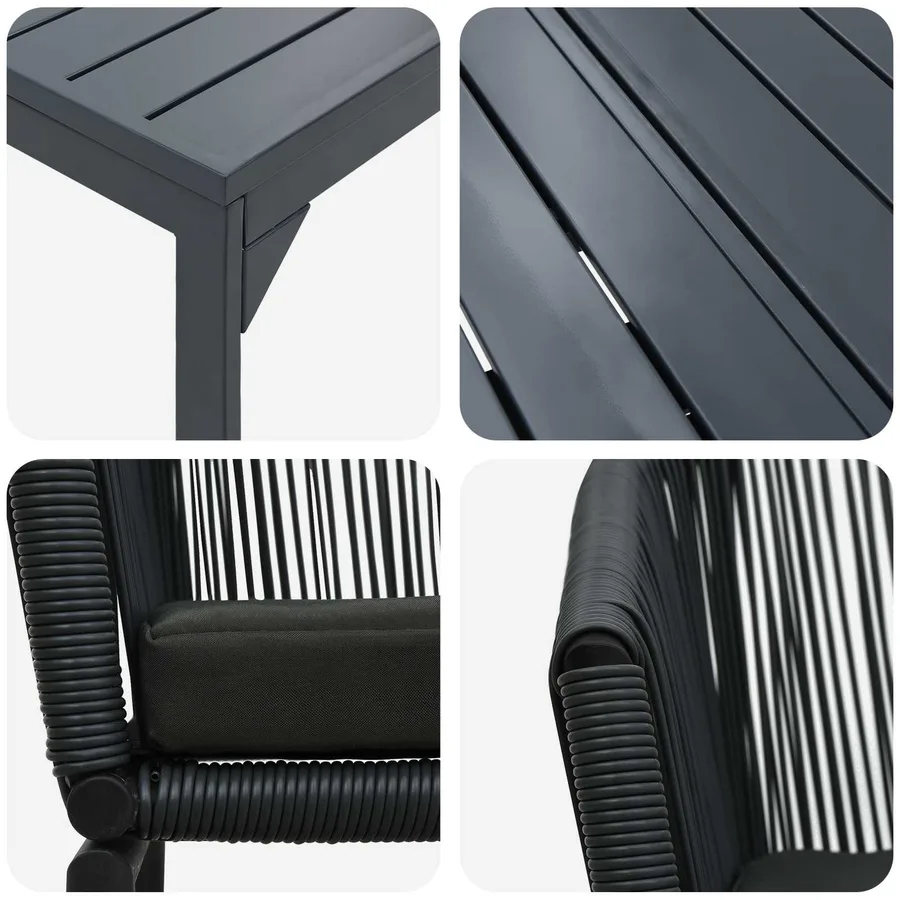 Ensemble de salle à manger pour jardin 9 pcs Noir polyrotin - 9