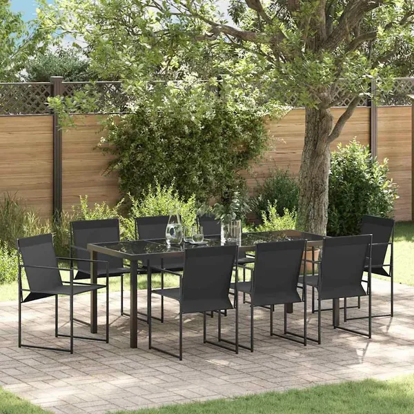 Ensemble de salle à manger pour jardin 9 pcs Noir