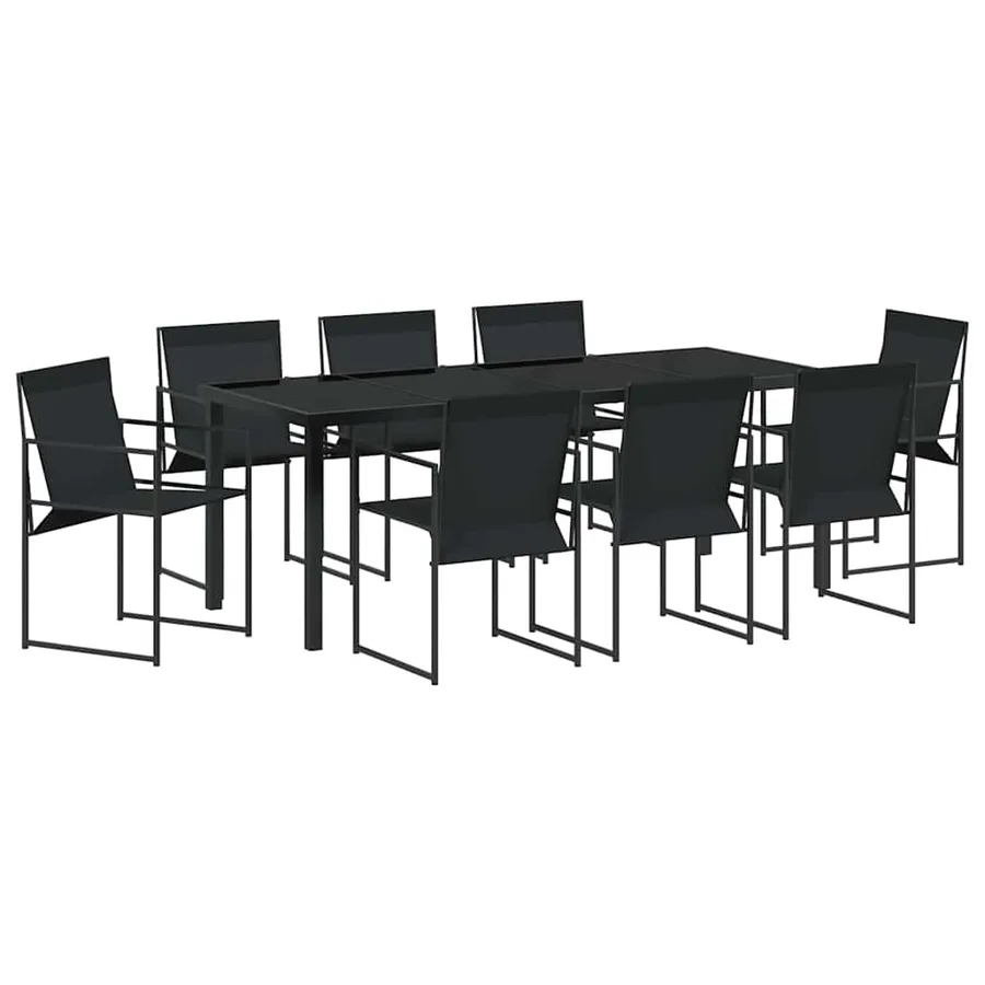 Ensemble de salle à manger pour jardin 9 pcs Noir - 2