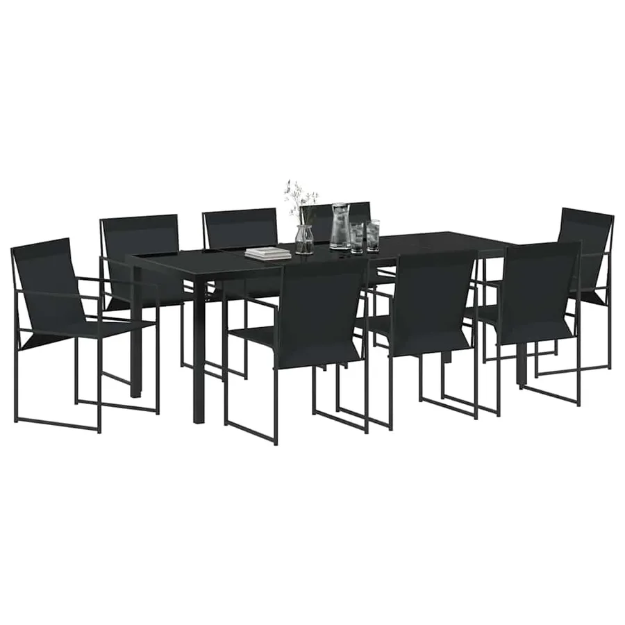 Ensemble de salle à manger pour jardin 9 pcs Noir - 3
