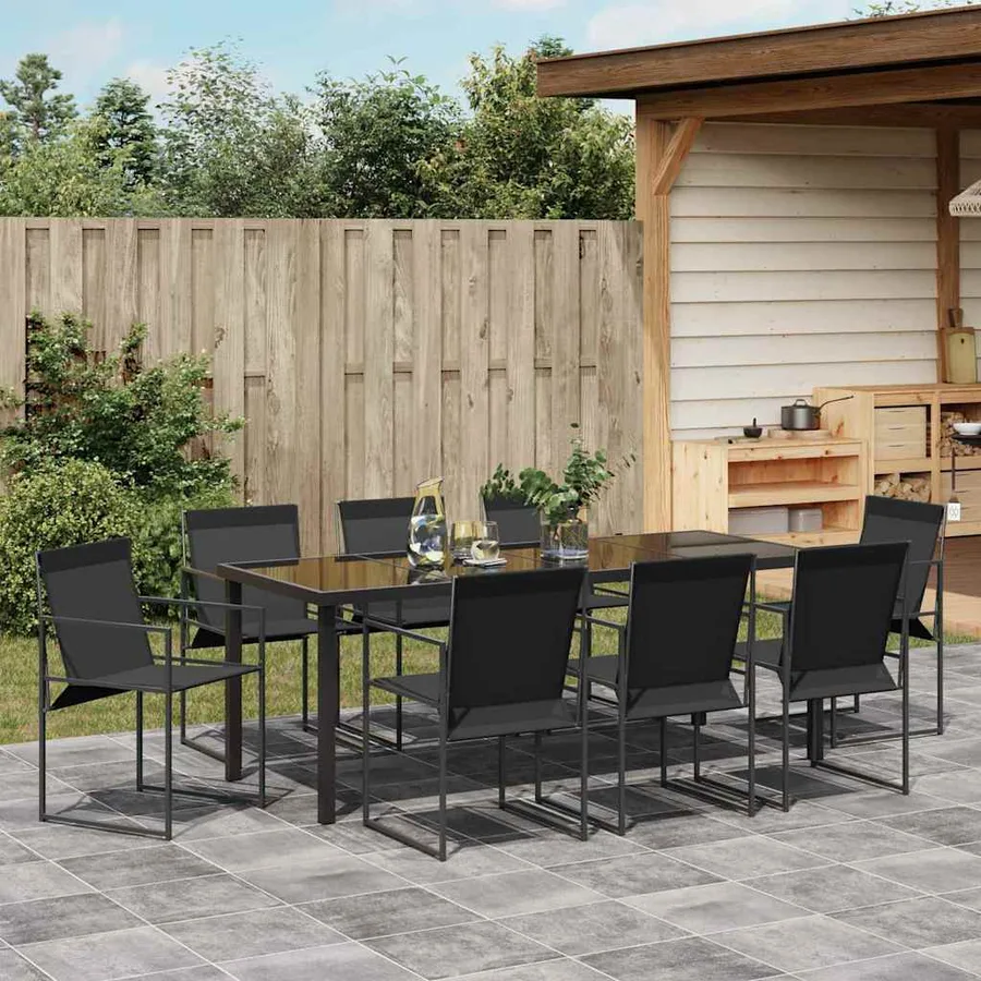 Ensemble de salle à manger pour jardin 9 pcs Noir - 4
