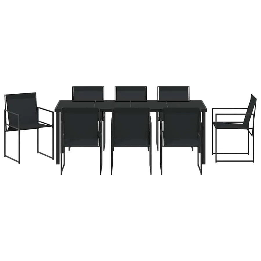 Ensemble de salle à manger pour jardin 9 pcs Noir - 7