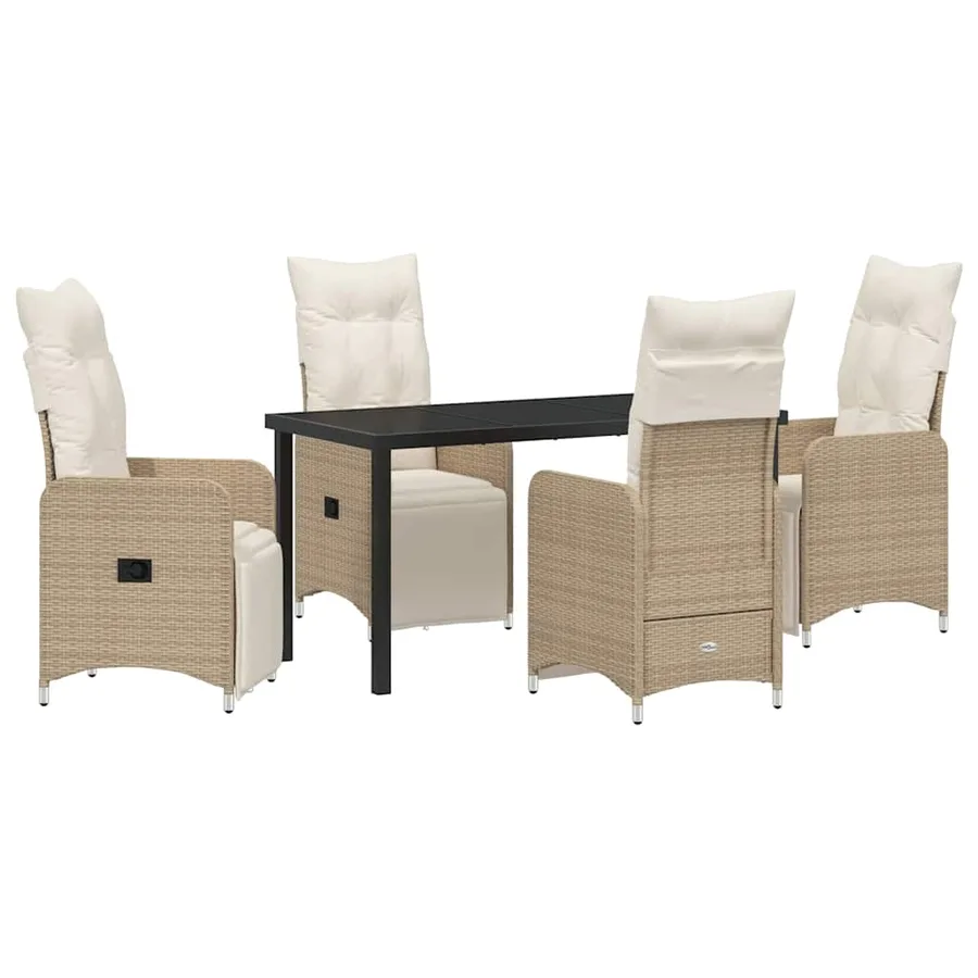 Ensemble de salle à manger pour jardin 5 pcs Beige polyrotin - 2