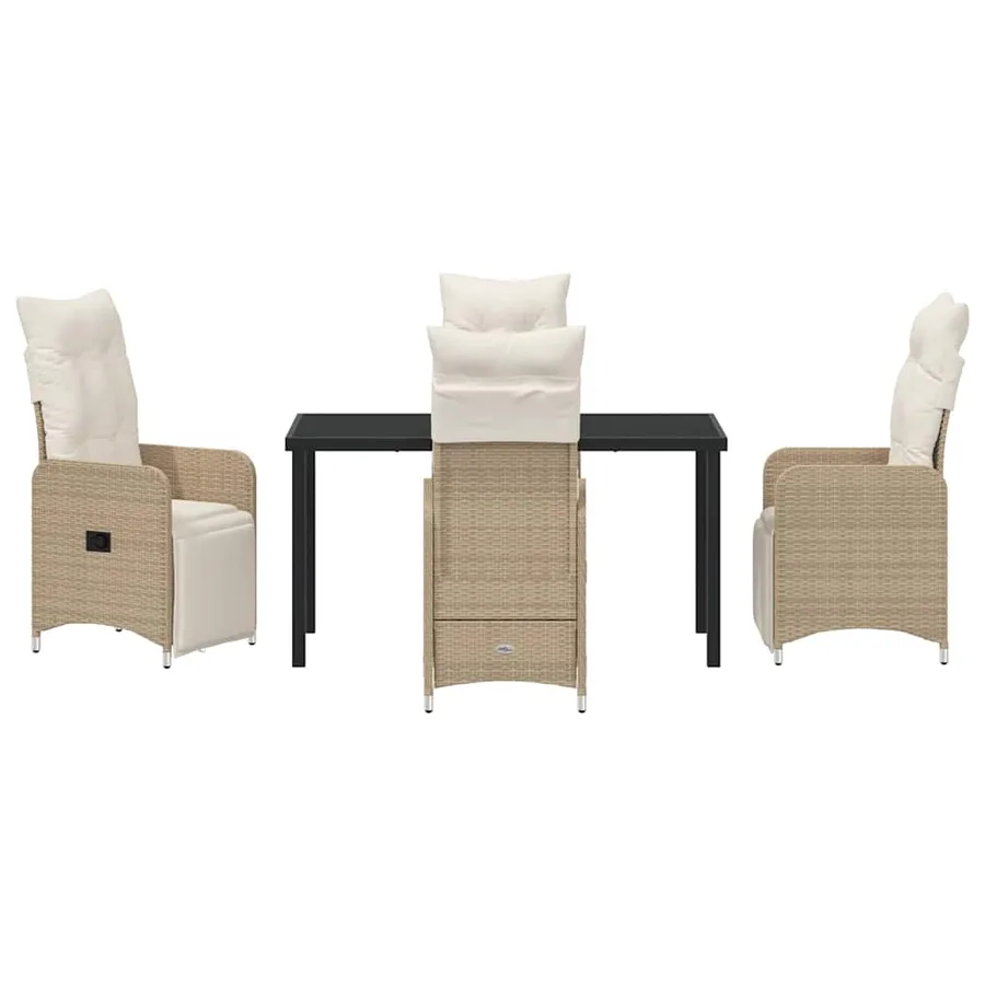 Ensemble de salle à manger pour jardin 5 pcs Beige polyrotin - 7