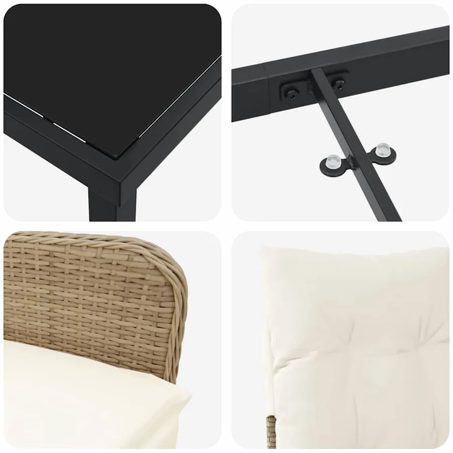 Ensemble de salle à manger pour jardin 5 pcs Beige polyrotin - 9
