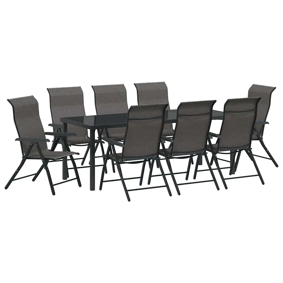 Ensemble de salle à manger pour jardin 9 pcs Gris - 2