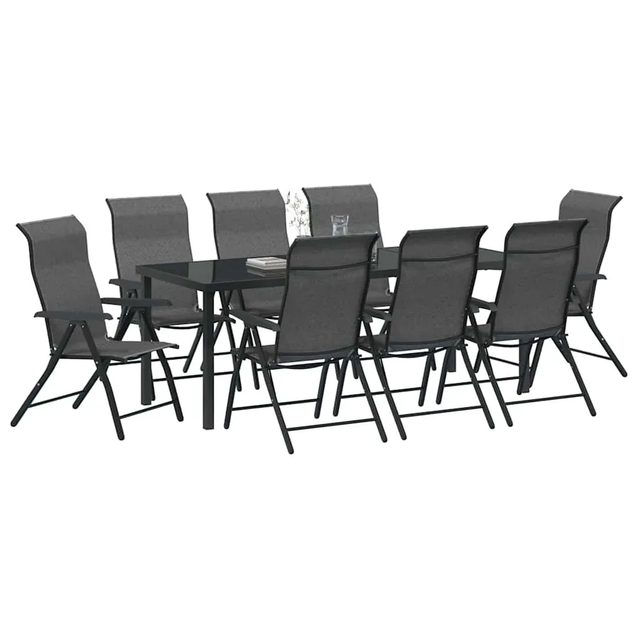 Ensemble de salle à manger pour jardin 9 pcs Gris - 3