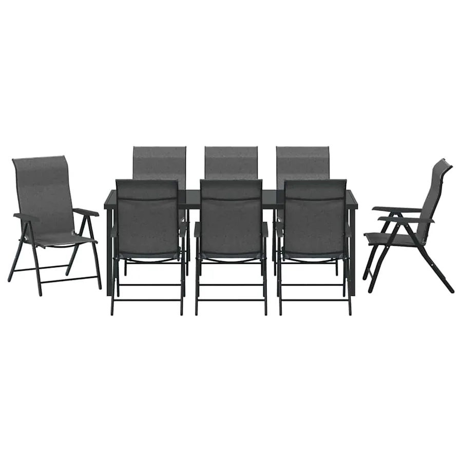 Ensemble de salle à manger pour jardin 9 pcs Gris - 7