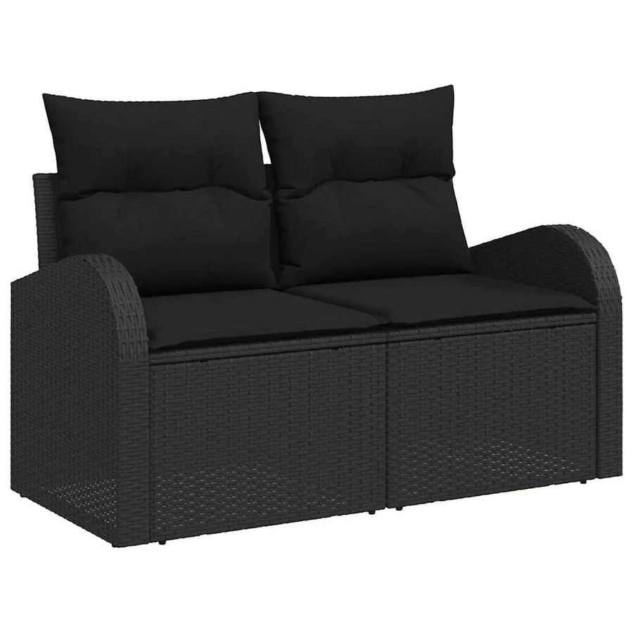 Ensemble de canapé de jardin 8 pcs Noir Poly Rattan - 4