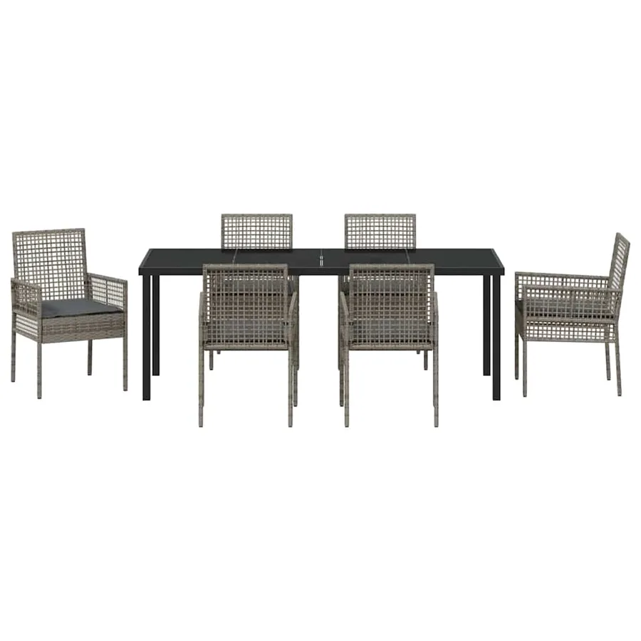 Ensemble de salle à manger pour jardin 7 pcs Gris polyrotin - 7