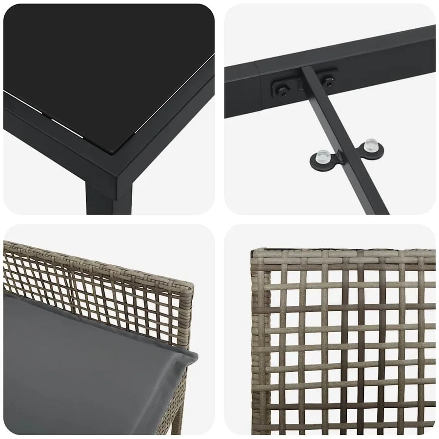Ensemble de salle à manger pour jardin 7 pcs Gris polyrotin - 9