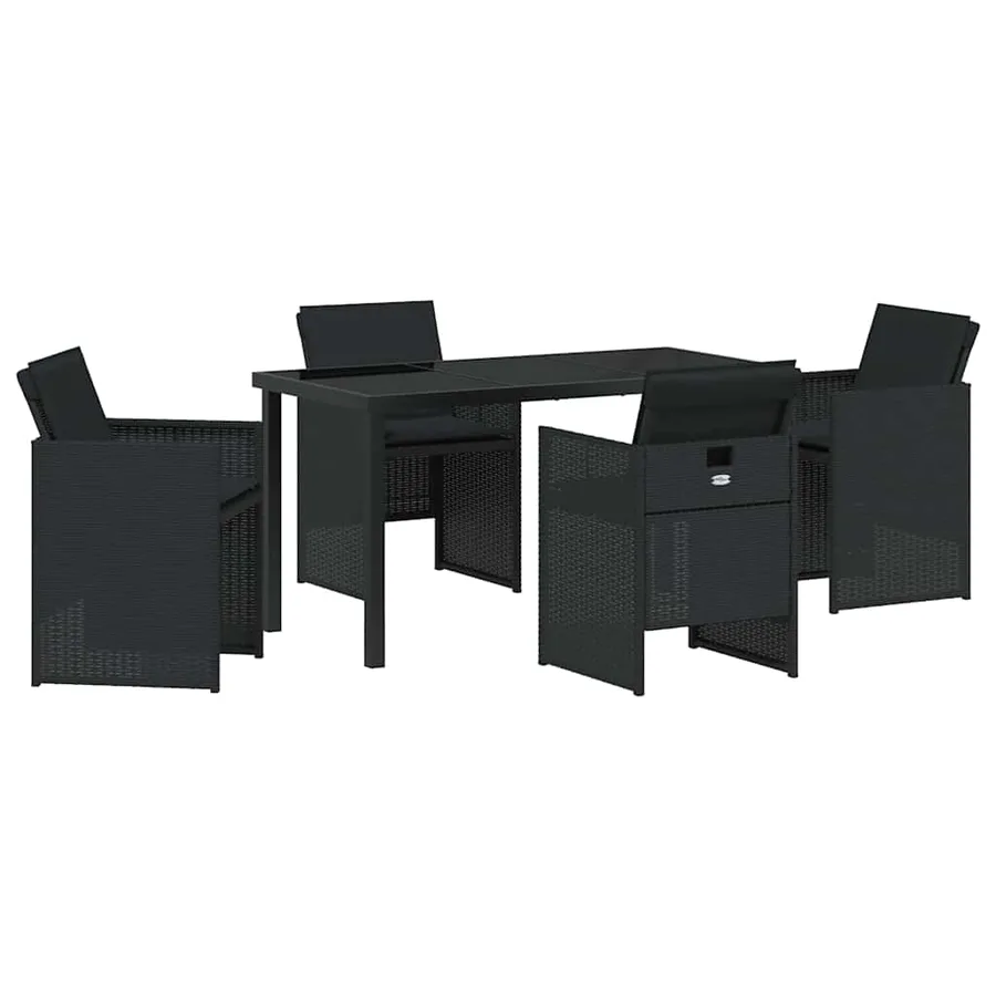 Ensemble de salle à manger pour jardin 5 pcs Noir polyrotin - 2