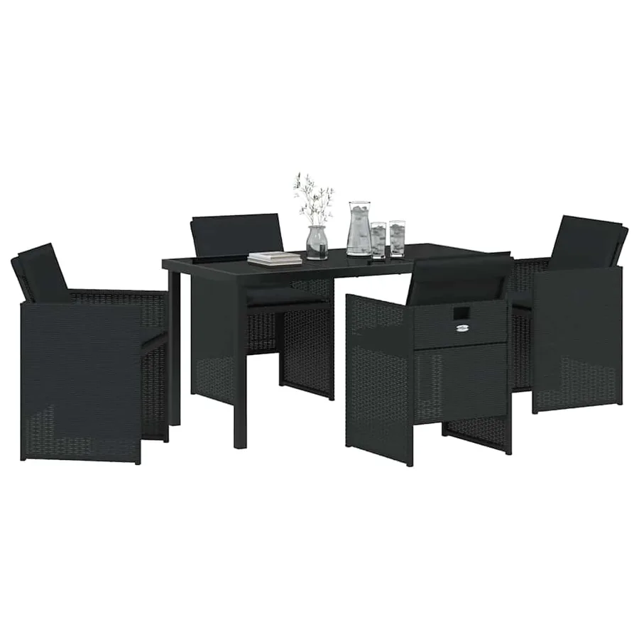 Ensemble de salle à manger pour jardin 5 pcs Noir polyrotin - 3