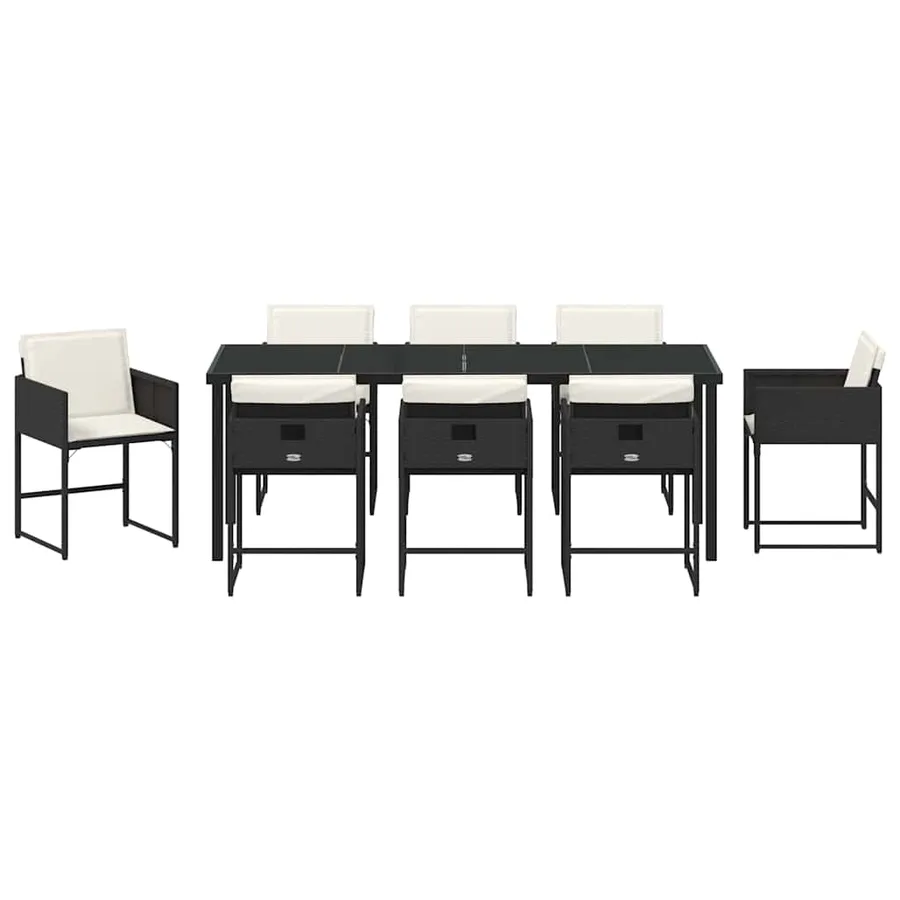 Ensemble de salle à manger pour jardin 9 pcs Noir polyrotin - 7