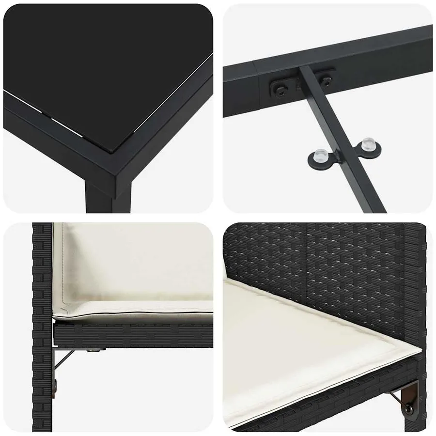 Ensemble de salle à manger pour jardin 9 pcs Noir polyrotin - 9