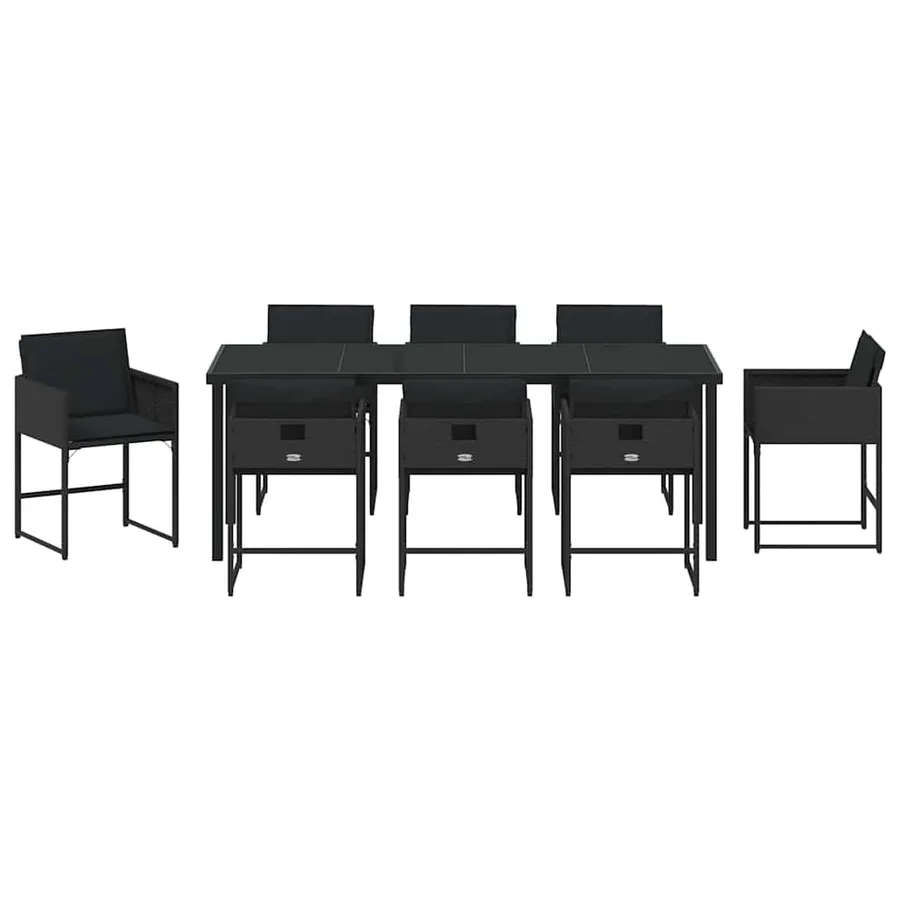 Ensemble de salle à manger pour jardin 9 pcs Noir polyrotin - 7
