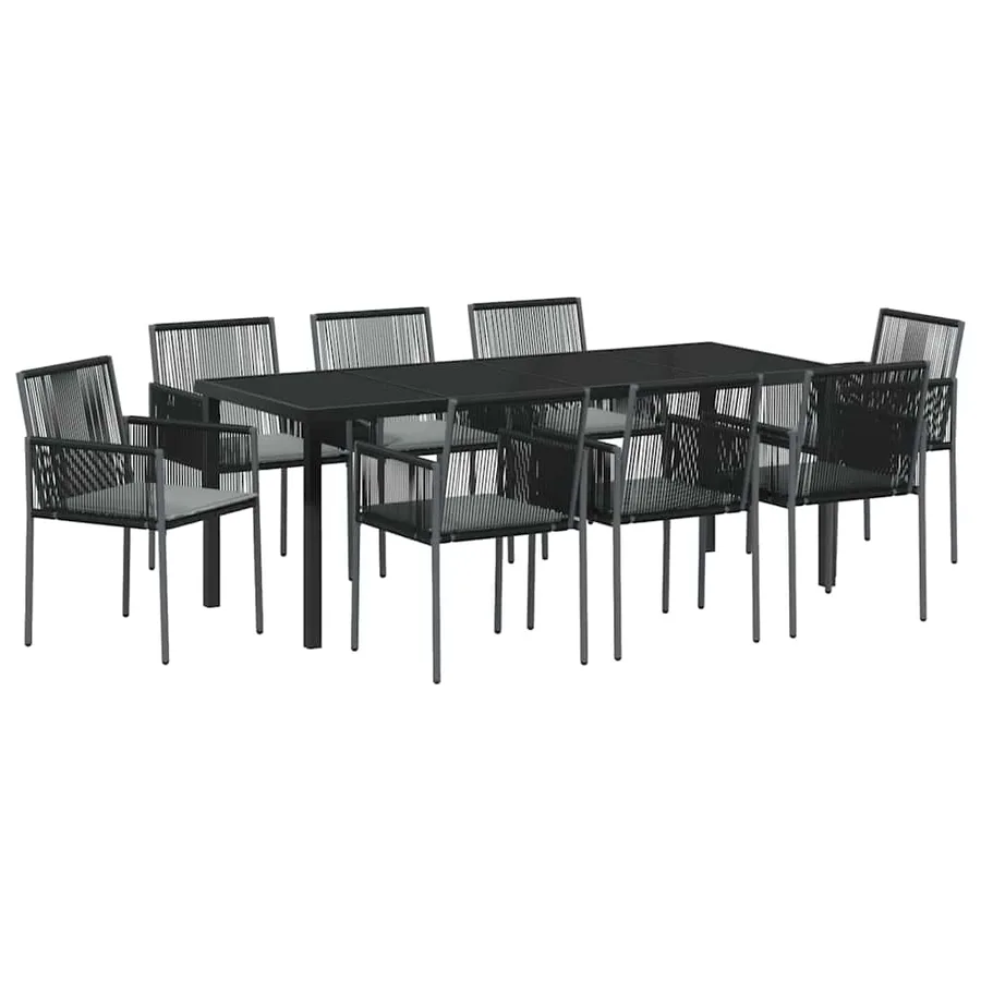 Ensemble de salle à manger pour jardin 9 pcs Noir Rotin PE - 2