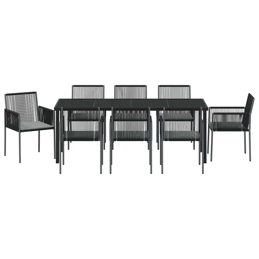 Ensemble de salle à manger pour jardin 9 pcs Noir Rotin PE - 7