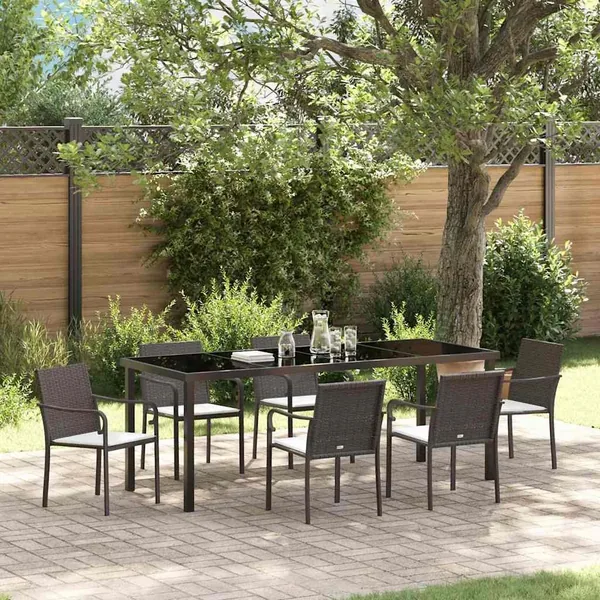 Ensemble de salle à manger pour jardin 7 pcs Marron et Noir