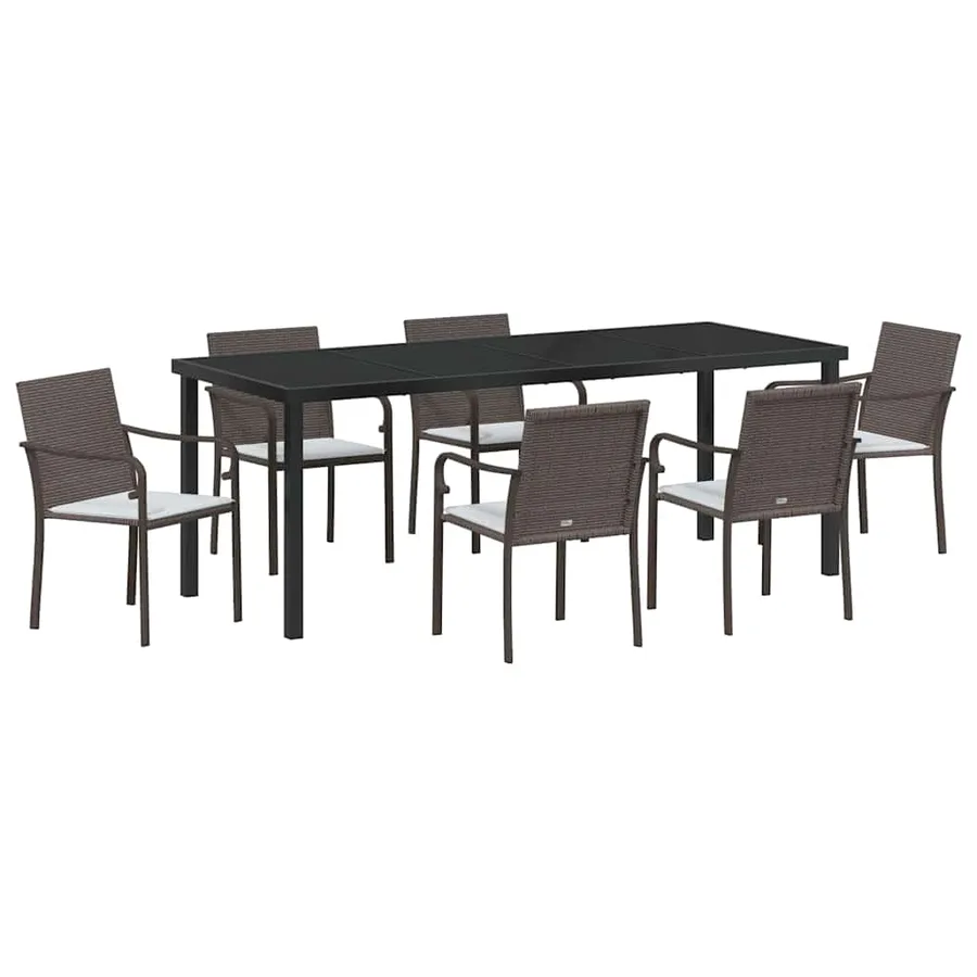 Ensemble de salle à manger pour jardin 7 pcs Marron et Noir - 2