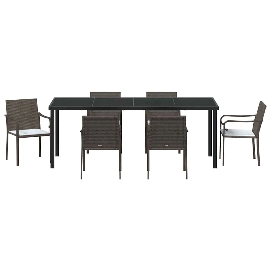 Ensemble de salle à manger pour jardin 7 pcs Marron et Noir - 7
